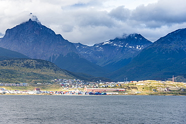 View of Ushuaia, Beagle Channel, Tierra del Fuego, Argentina, South America