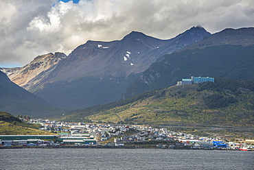 View of Ushuaia, Beagle Channel, Tierra del Fuego, Argentina, South America