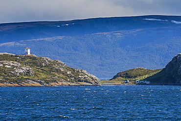 Lonely lighthouse in the Beagle Channel, Tierra del Fuego, Argentina, South America