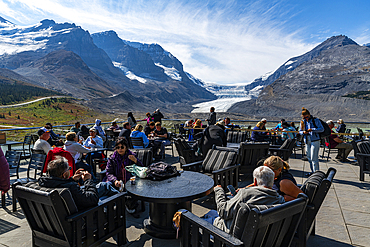 Outdoor platform, Columbia Icefield, Glacier Parkway, Alberta, Canada, North America