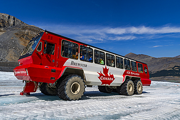 Specialized icefield truck on the Columbia Icefield, Glacier Parkway, Alberta, Canada, North America