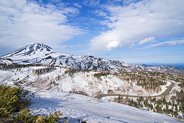 Snowcapped mountains in Shiretoko National Park, UNESCO World Heritage Site, Hokkaido, Japan, Asia