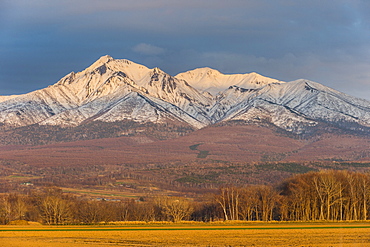 Beautiful snowcapped mountain near the Shiretoko National Park, Hokkaido, Japan, Asia