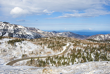 Snowcapped mountains in Shiretoko National Park, UNESCO World Heritage Site, Hokkaido, Japan, Asia