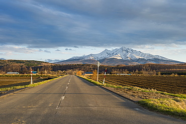 Road leading through beautiful landscape near the Shiretoko National Park, Hokkaido, Japan, Asia