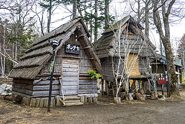 Ainu village in Akan Kohan Onsen, Akan National Park, Hokkaido, Japan, Asia