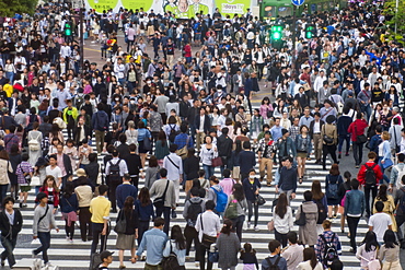 Shibuya crossing, the busiest road crossing in the world, Tokyo, Japan, Asia