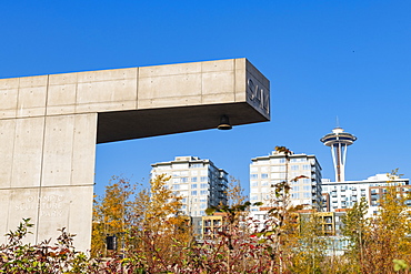 Space Needle from Olympic Sculpture Park, Seattle, Washington State, United States of America, North America