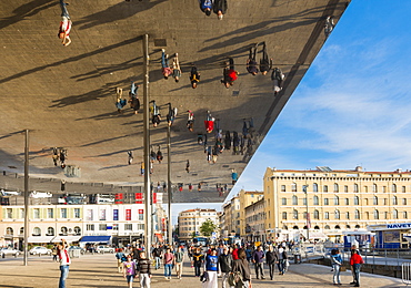 The Port Vieux Pavilion Mirrored Canopy, Marseille, Bouches du Rhone, Provence, Provence-Alpes-Cote d'Azur, France, Europe