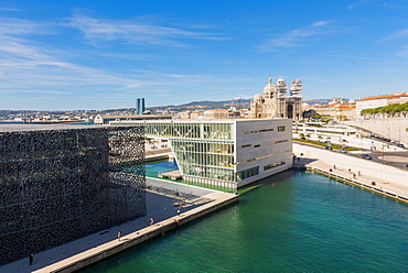 MUCEM and Cathedrale La Major, Marseille, Bouches du Rhone, Provence, Provence-Alpes-Cote d'Azur, France, Europe