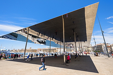 The Port Vieux Pavilion Mirrored Canopy, Marseille, Bouches du Rhone, Provence, Provence-Alpes-Cote d'Azur, France, Europe