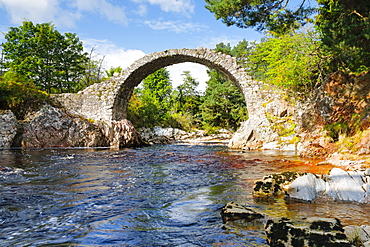 Carrbridge, oldest stone bridge in the Highlands, Scotland, United Kingdom, Europe