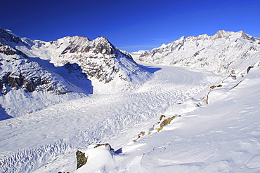 Swiss alps, mountains, wannenhorn, wannenhoerner, aletsch glacier, switzerland, wallis, view from the bettmerhorn