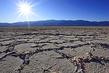 Badwater, saltpan in desert, death valley national park, california, usa