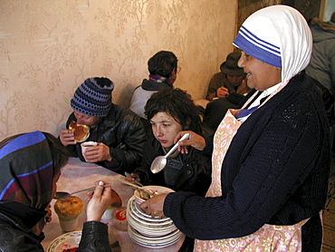 Russia - soup kitchen run by mother teresas sisters of charity for the poor and elderly - yuzhno sakhalinsk, sakhalin island, russian far east