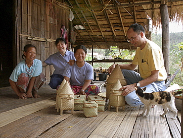 Thailand straw basketsware produced at nasiri village of the lahu tribe, chiang mai