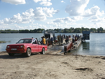 Zambia crossing the zambezi river in shangombo