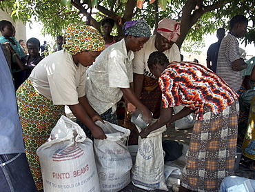 Zambia distribution of american catholic relief services (crs) food aid at a center in mongu, during a time of drought and famine. (2002-3)