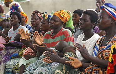 Ghana women singing at a mother/child health clinic bongo, bolgatanga