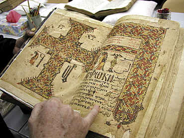 Egypt coptic manuscripts notations in arabic, in the library, el sourian coptic orthodox monastery, natrun