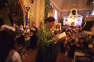 Religion greek-catholic church service, zolochov, ukraine