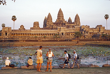 Cambodia tourists visiting the temples of angkor wat