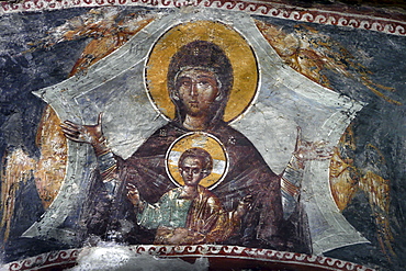 TURKEY The Chora Church, Istanbul. Fresco Close-up of the Virgin Mother with child