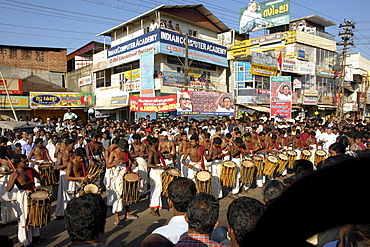 India brahmins chanting and playing drums, kerala.