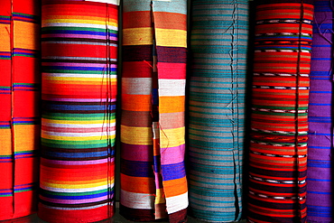 Guatemala detail of hand woven fabrics in a shop, santa catarina palopo, on lake atitlan