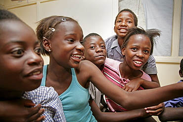 Namibia children, many of whom aids orphans positive themselves at bernard nordkamp (youth) center, katatura, a black township of windhoek, (dating from apartheid)