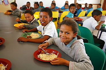 Namibia children eating lunch at rehobeth primary school