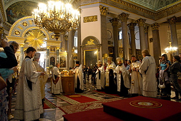 Russia service inside kazan cathedral saint petersbur