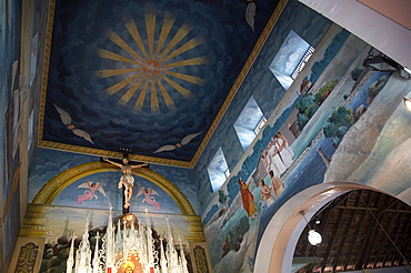 India. The syro-malabar church, founded by saint thomas, at palayur, kerala. Above altar. In the footsteps of saint thomas: visiting the eight churches founded by the apostle in kerala after he arrived in 52 ad