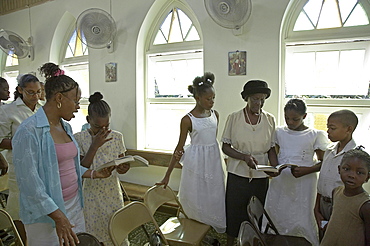 Jamaica. Sunday mass at catholic church in chester castle