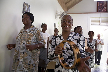 Jamaica. Sunday mass at catholic church in chester castle