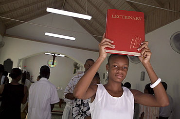 Jamaica. Sunday mass at catholic church in chester castle