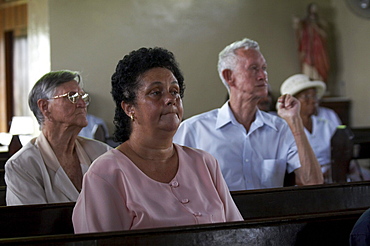 Jamaica. Congregation during sunday mass in the catholic church at seaford town