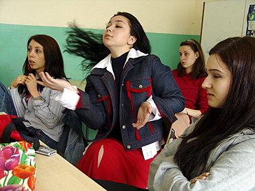 Drugs, bulgaria teenagers at drug awareness program in high school no. 35, sofia