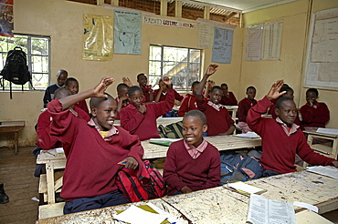 Kenya. Primary school children of christ the king catholic school, kibera, a slum of nairobi