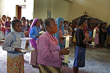 East timor. Sunday mass at the catholic church in aileu