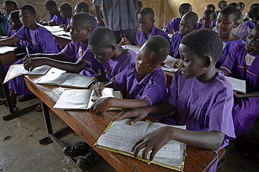 Uganda the kyayaaye roman catholic primary school in kayunga district. children in class