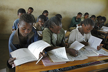 Education, ethiopia. A rural elementary school run by the catholic church in the village of grabafila