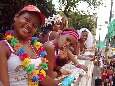 Brazil girls giving kiss. Carnaval of olinda, pernambuco