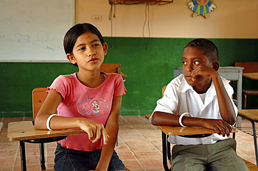 Colombia extra-curricular seminar in a middle school at la paz, barrancabermeja, in which children discuss violence in their community, and their personal experiences. Many had witnessed killings and dead bodies at close range. The seminars are organised by dni, international defense of children. Their town is one of the most violent in colombia