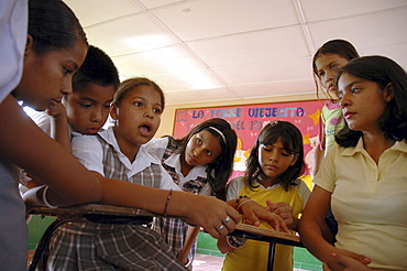 Colombia extra-curricular seminar in a middle school at la paz, barrancabermeja, in which children discuss violence in their community, and their personal experiences. Many had witnessed killings and dead bodies at close range. The seminars are organised by dni, international defense of children. Their town is one of the most violent in colombia