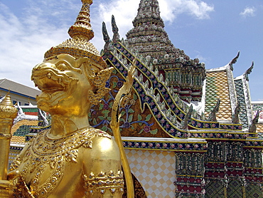 Thailand statue and architectural details, royal palace, bangkok