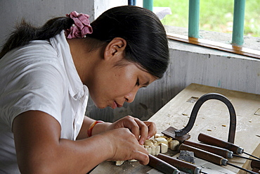 Vietnam apprentices learning woodcarving skills, nam dinh