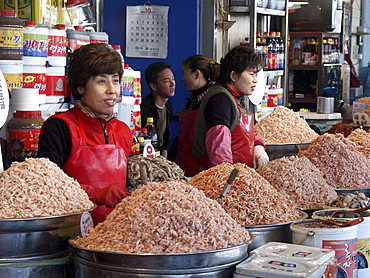 Korea - shrimps on sale at karakan wholesale food market, seoul