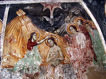 Macedonia (the former yugoslav republic of macedonia, fyrm) frescoes in the orthodox church of the monastery of saint naum. Lake ohrid