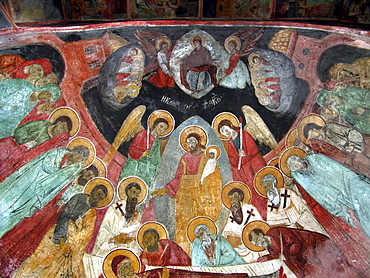 Macedonia (the former yugoslav republic of macedonia, fyrm) frescoes in the orthodox church of the monastery of saint naum. Lake ohrid